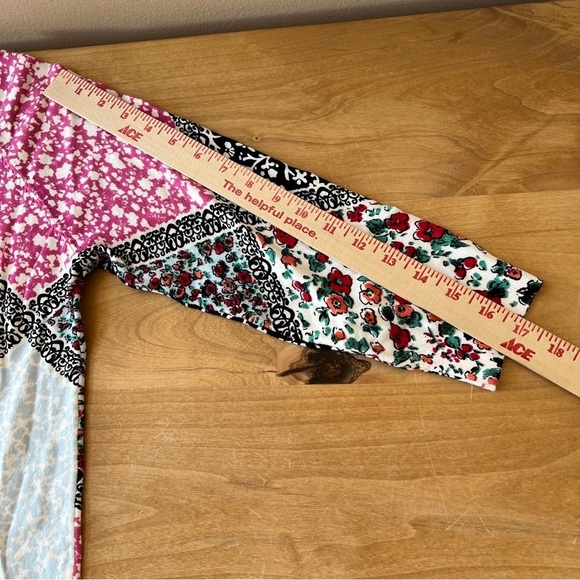 LEO & UGO SWEATER 1-S FLORAL MIXED MEDIA ARTSY CASUAL OFFICE SOFT STRETCHY - Picture 11 of 12